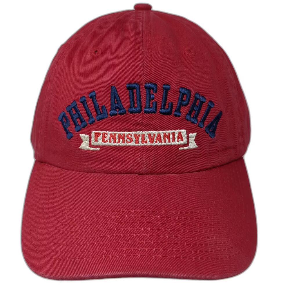 Fahrenheit Philadelphia Pennsylvania Red Baseball Cap Hat Blue OS Slideback